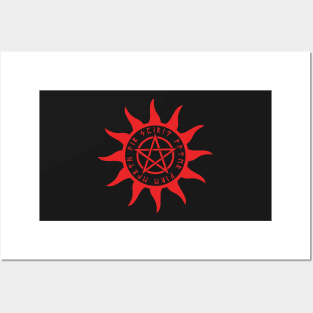 Red Sun Pentacle Posters and Art